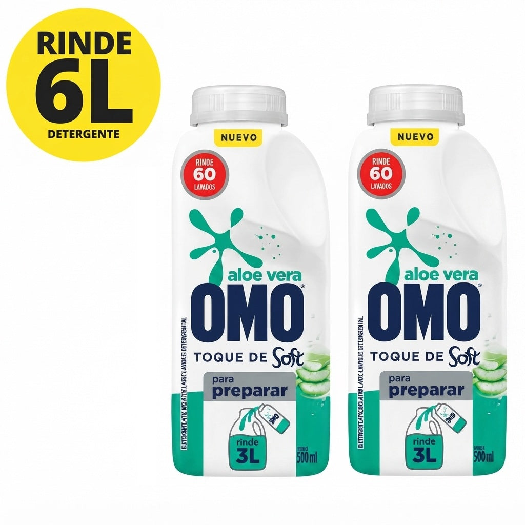 Pack Detergente Omo para diluir Aloe Vera y Soft 6 Litros