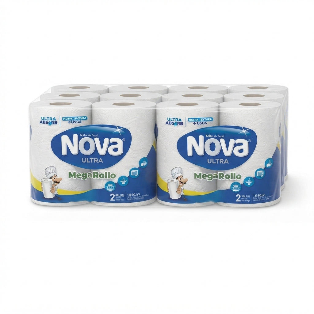 Manga Toalla Nova Megarrollo 2 rollos de 26 m doble hoja
